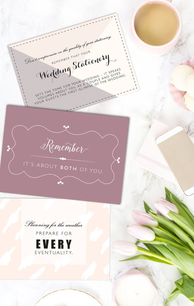Luxury soft pink wedding advice cards | Kelly Chandler Consulting