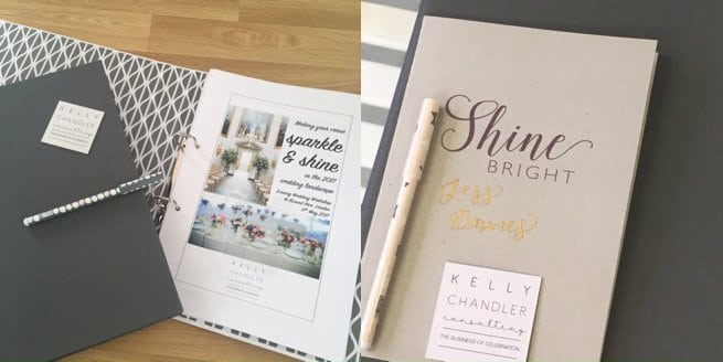 Still shots of Kelly Chandler Consulting business card and training workbooks | Kelly Chandler Consulting