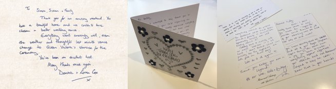 Three still shots of hand written thank you cards | Kelly Chandler Consulting