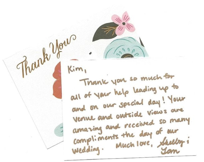 Hand written thank you card | Kelly Chandler Consulting