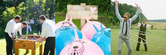 Three image collage of wedding outdoor games | Kelly Chandler Consulting