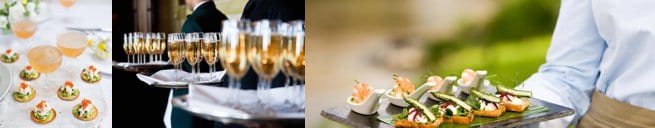 Canapes and champagne at a wedding venue familiarisation trip