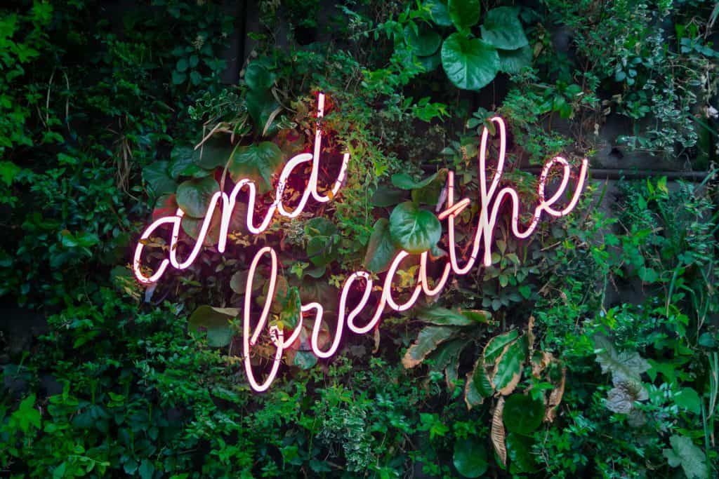 'And Breathe' neon light | Kelly Chandler Consulting