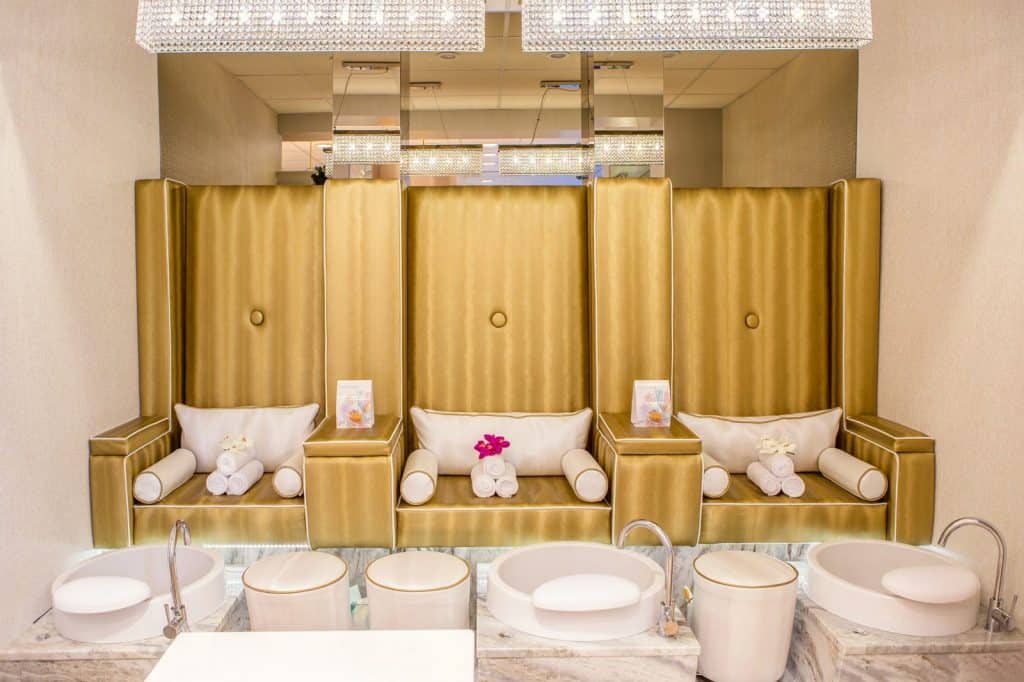 Pedicure seats in a luxurious spa