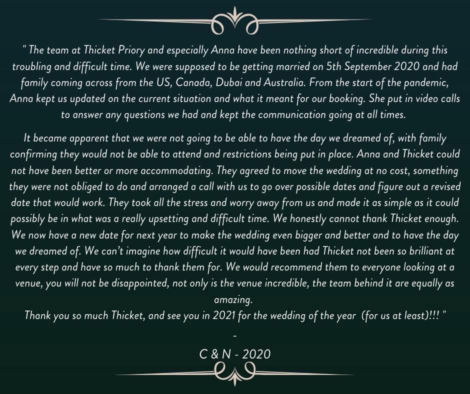 Thicket Priory Testimonial