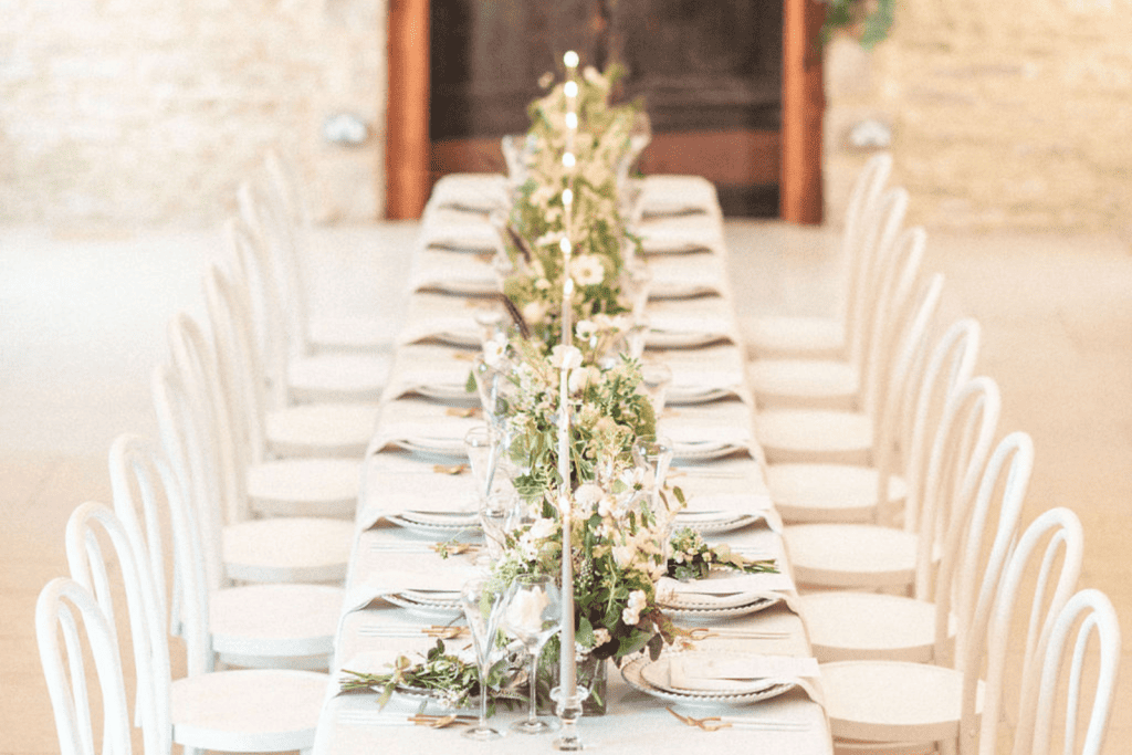 Intimate wedding long wedding table centrepiece 
