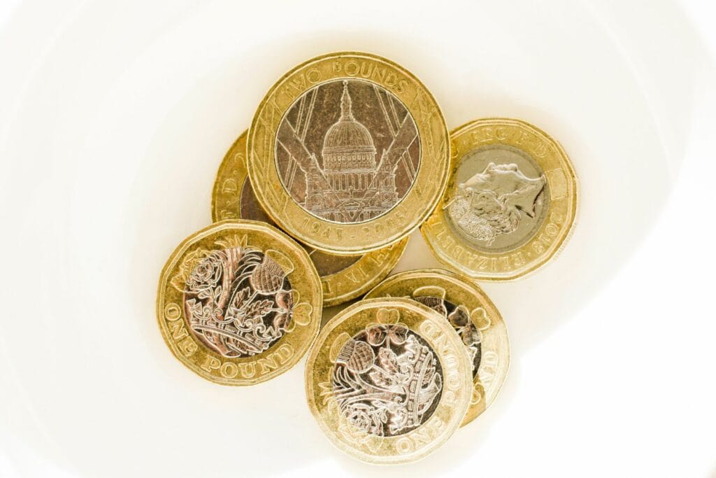 one pound coins denoting budget concerns for selling more weddings in challenging times.