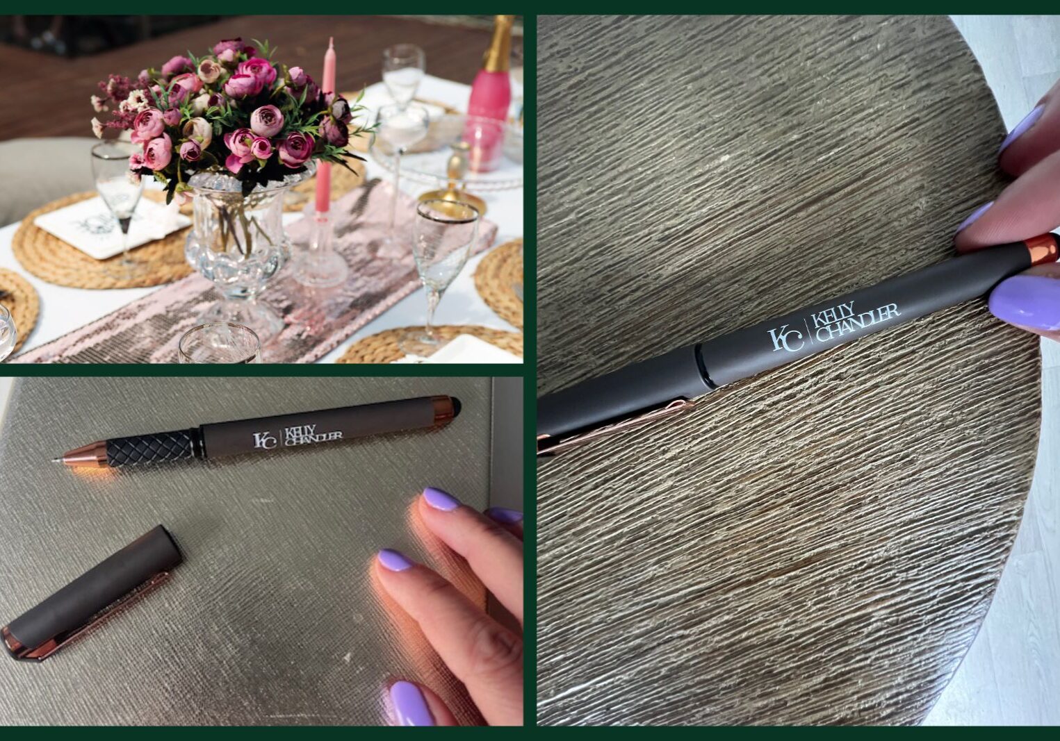 Branded pen for wedding venue marketing